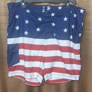 Bioworld Men’s American Flag Swim Trunks – Red, White & Blue